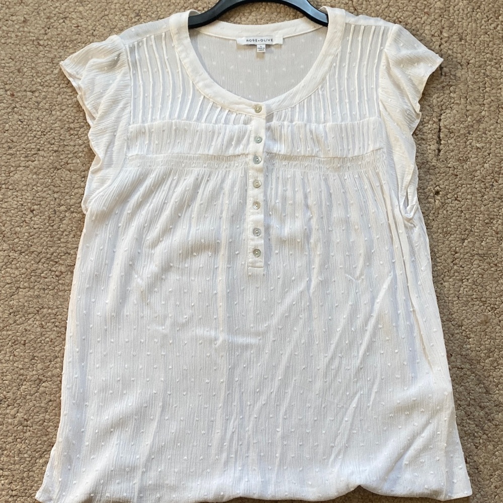 Rose & Olive Cream Button-Front Blouse